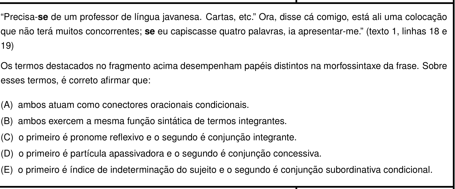 Questão 8 (Português e Inglês)