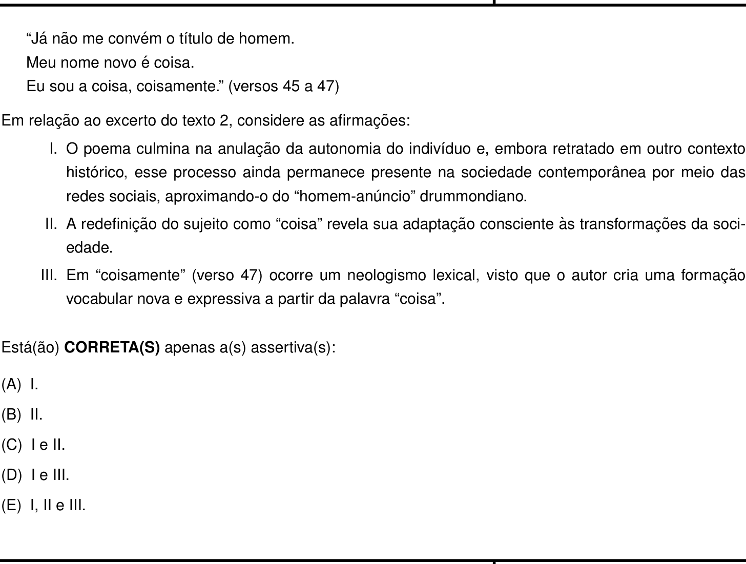 Questão 17 (Português e Inglês)