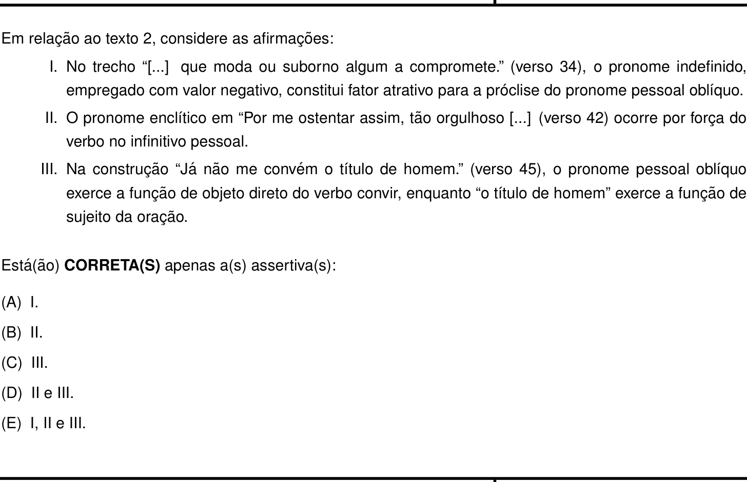 Questão 19 (Português e Inglês)