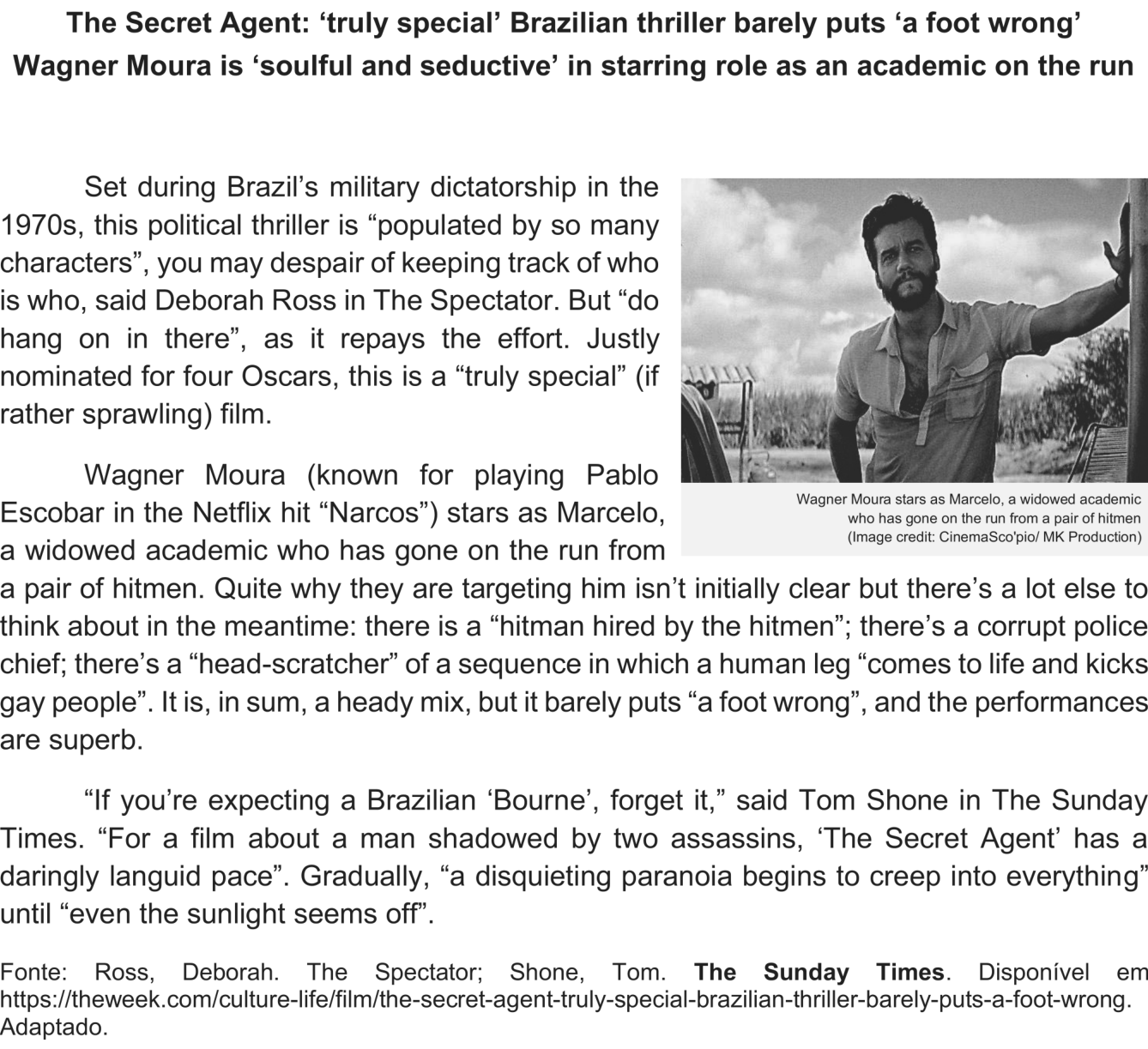 Texto de apoio da questão 41
