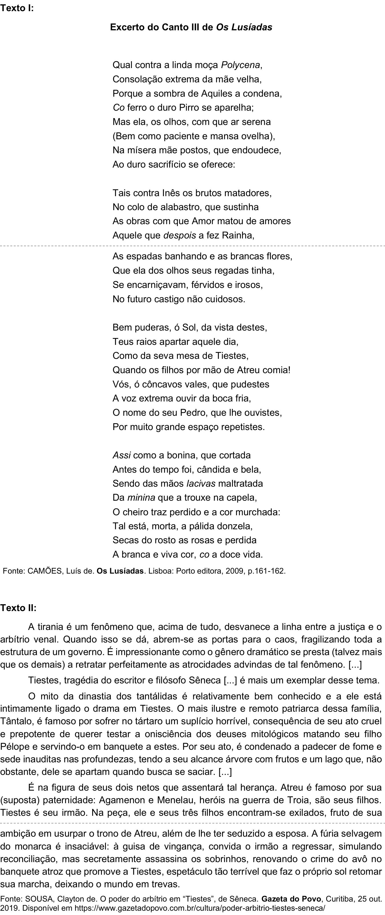 Texto de apoio da questão 5 (Português)