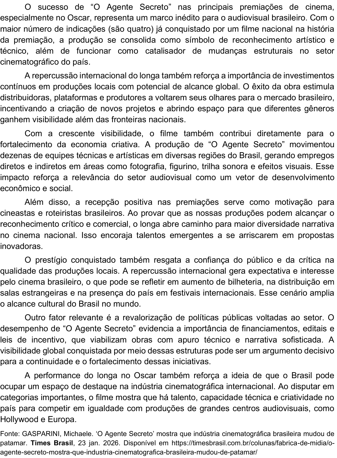 Texto de apoio da questão 14 (Português)