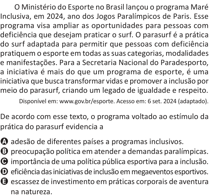 Questão 12 no caderno Azul do ENEM 2025
