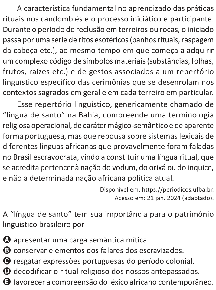 Questão 20 no caderno Azul do ENEM 2025