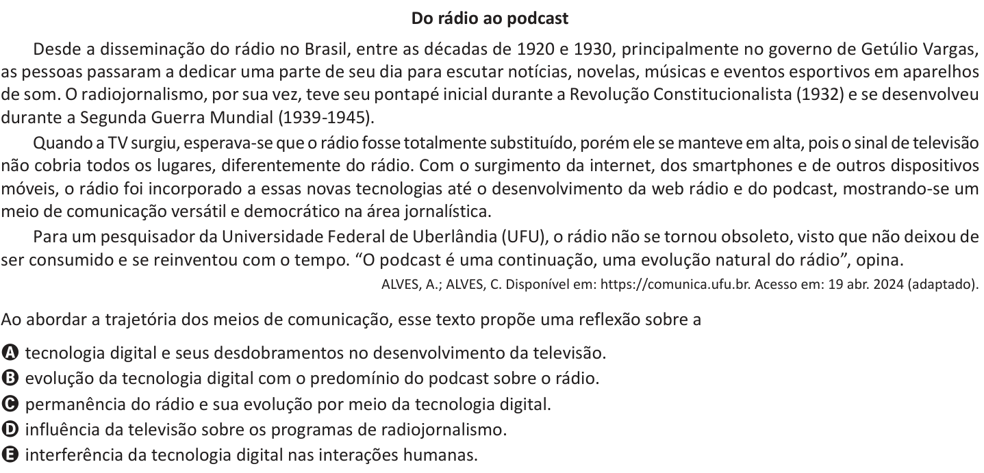 Questão 39 no caderno Azul do ENEM 2025