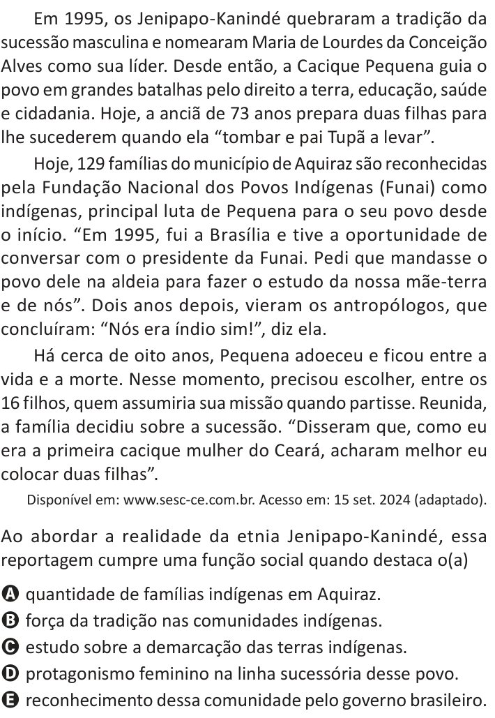 Questão 43 no caderno Azul do ENEM 2025