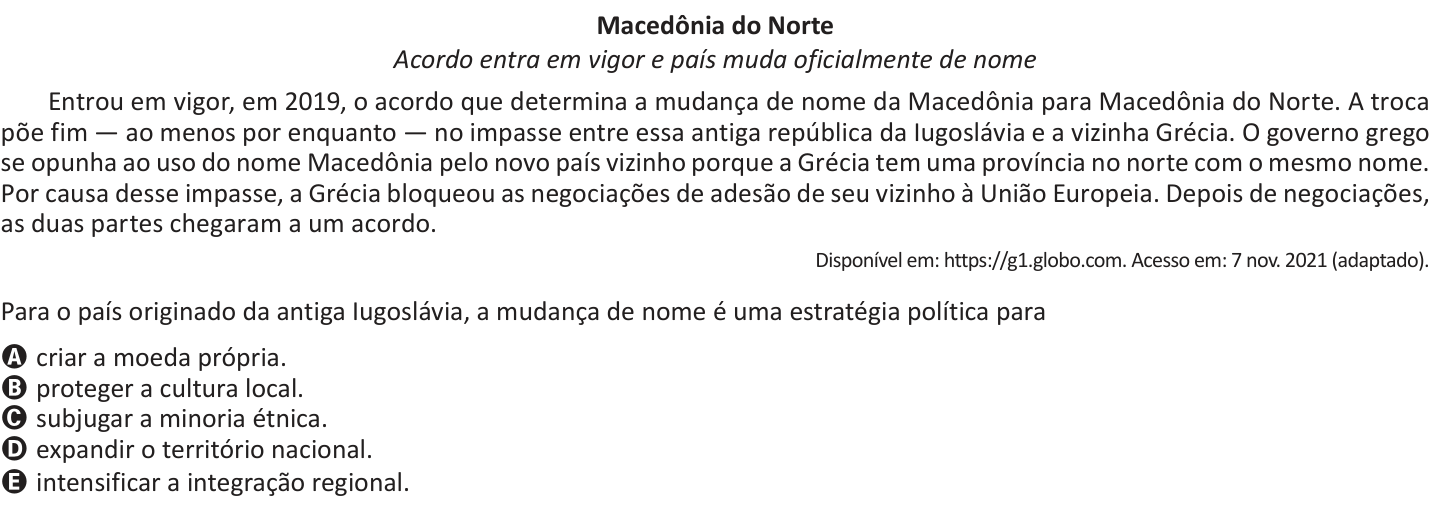 Questão 46 no caderno Azul do ENEM 2025