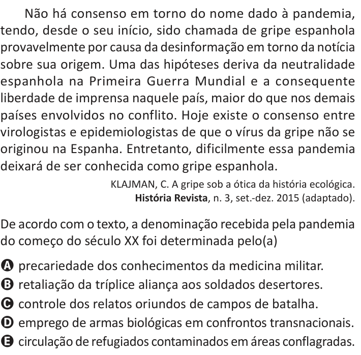Questão 52 no caderno Azul do ENEM 2025