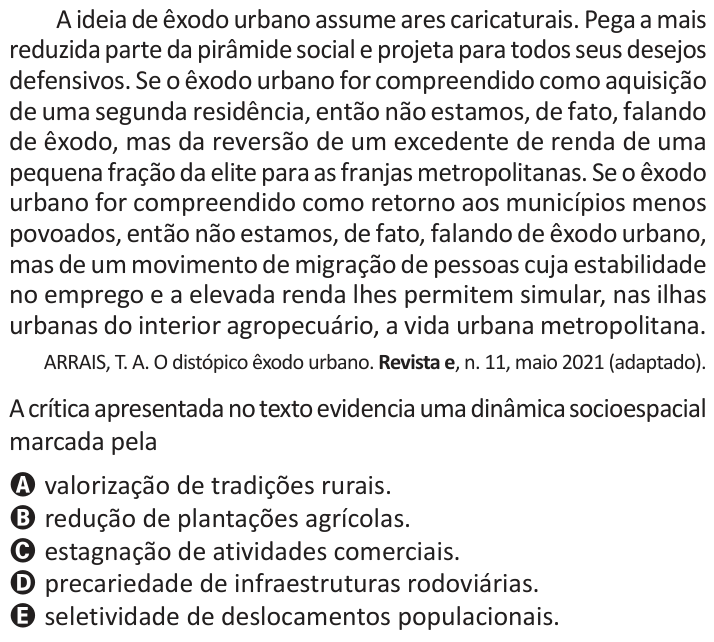 Questão 54 no caderno Azul do ENEM 2025