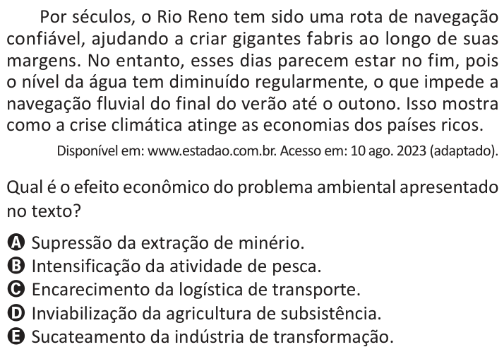 Questão 56 no caderno Azul do ENEM 2025