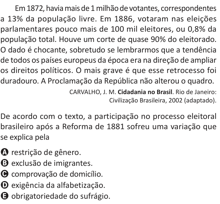 Questão 58 no caderno Azul do ENEM 2025