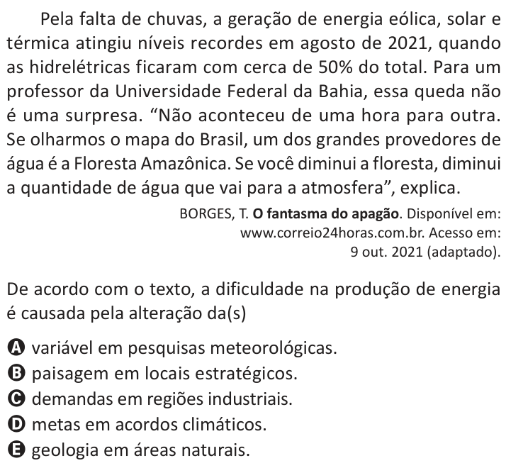 Questão 59 no caderno Azul do ENEM 2025