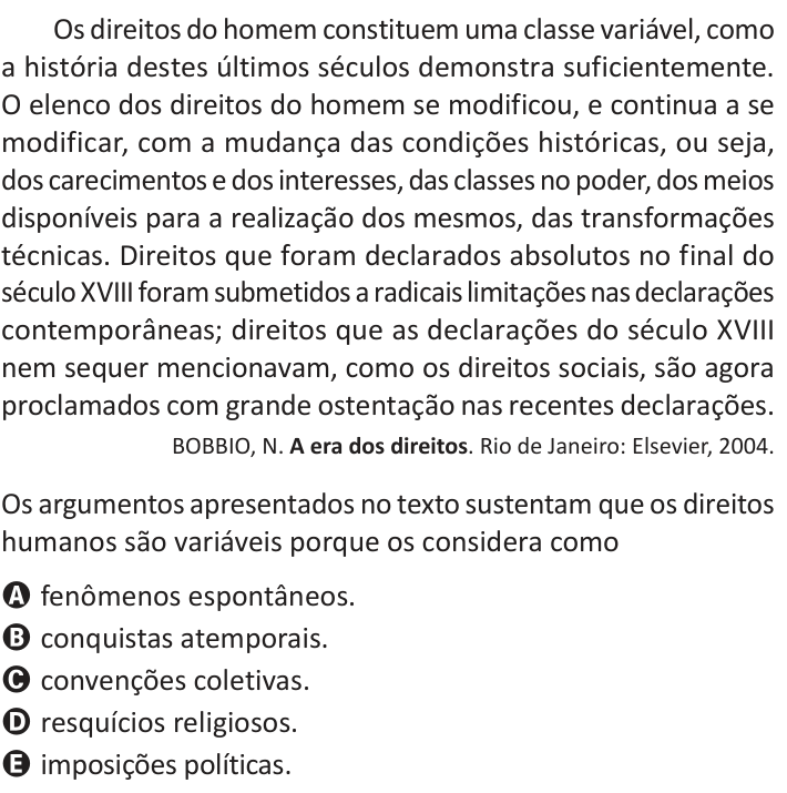 Questão 76 no caderno Azul do ENEM 2025