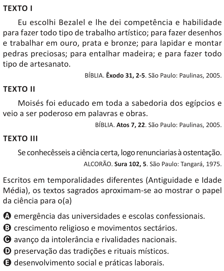 Questão 89 no caderno Azul do ENEM 2025