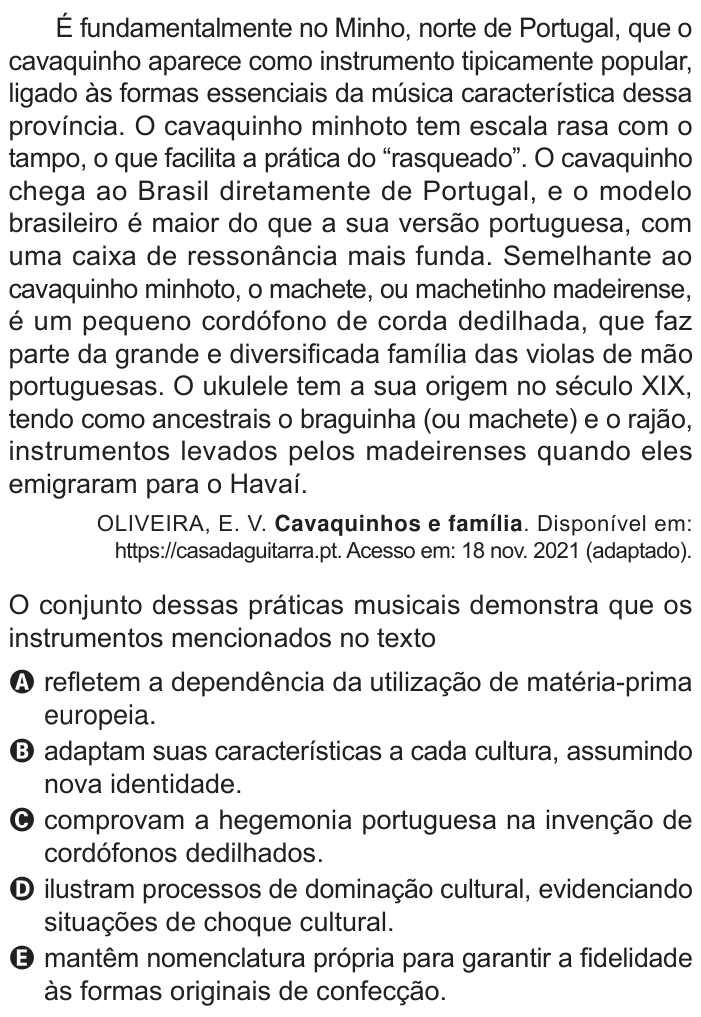 Questão 8 no caderno Azul do ENEM 2024