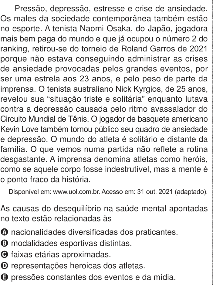 Questão 9 no caderno Azul do ENEM 2024