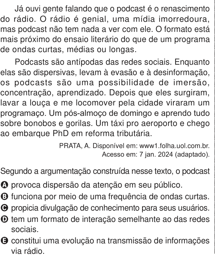 Questão 10 no caderno Azul do ENEM 2024