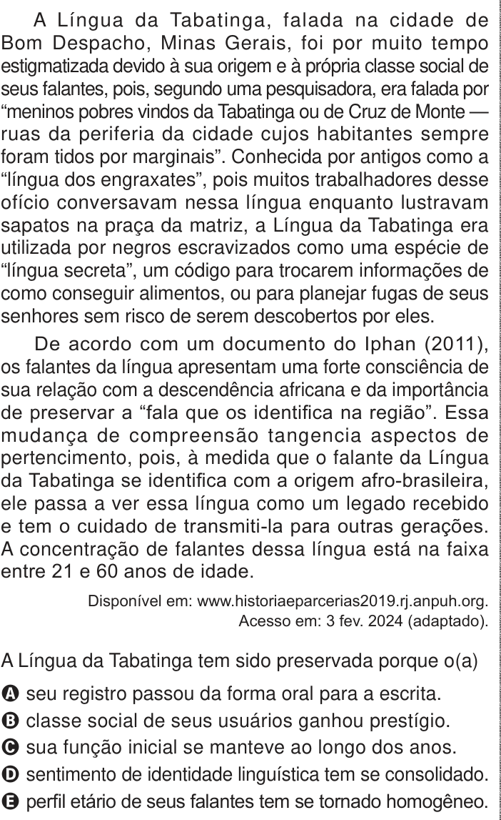 Questão 12 no caderno Azul do ENEM 2024