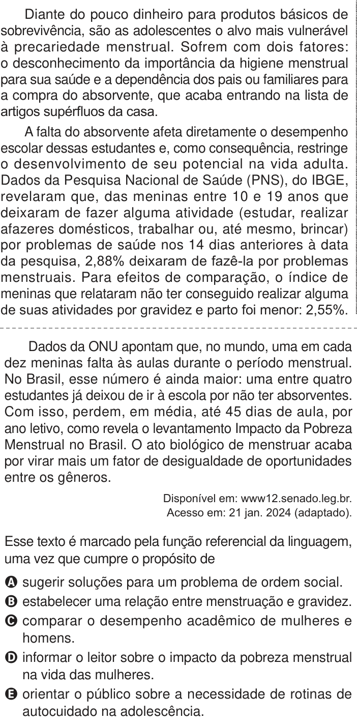 Questão 13 no caderno Azul do ENEM 2024