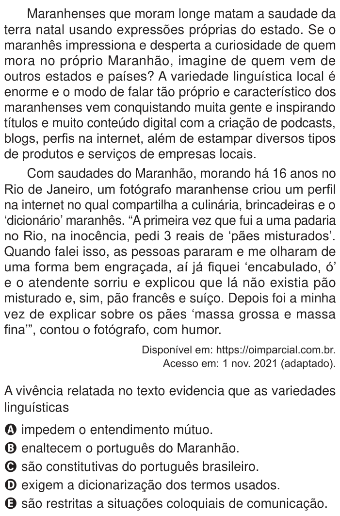Questão 14 no caderno Azul do ENEM 2024