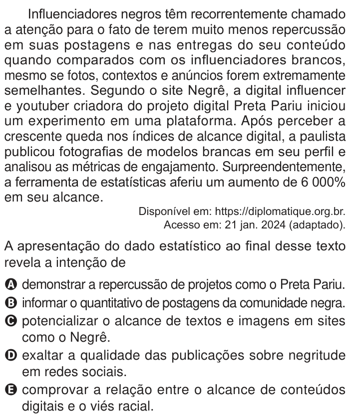 Questão 17 no caderno Azul do ENEM 2024