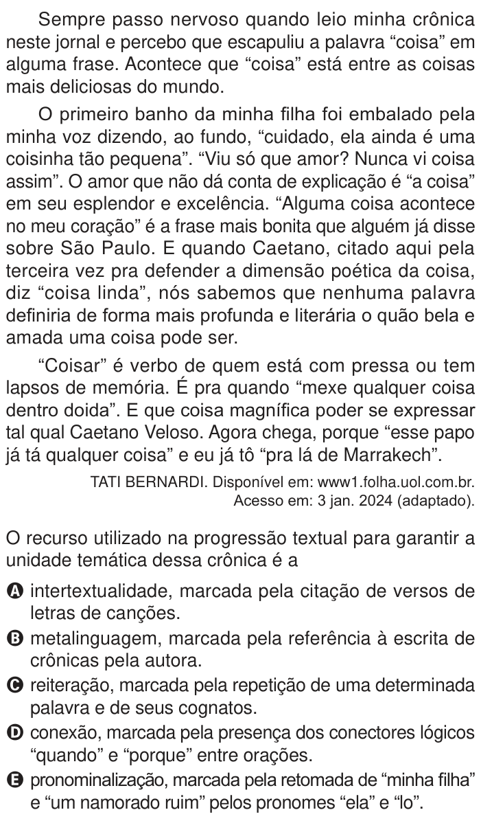 Questão 20 no caderno Azul do ENEM 2024