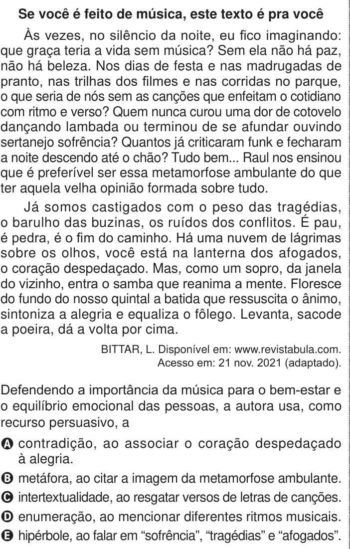 Questão 37 no caderno Azul do ENEM 2024
