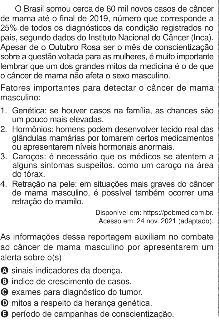 Questão 41 no caderno Azul do ENEM 2024