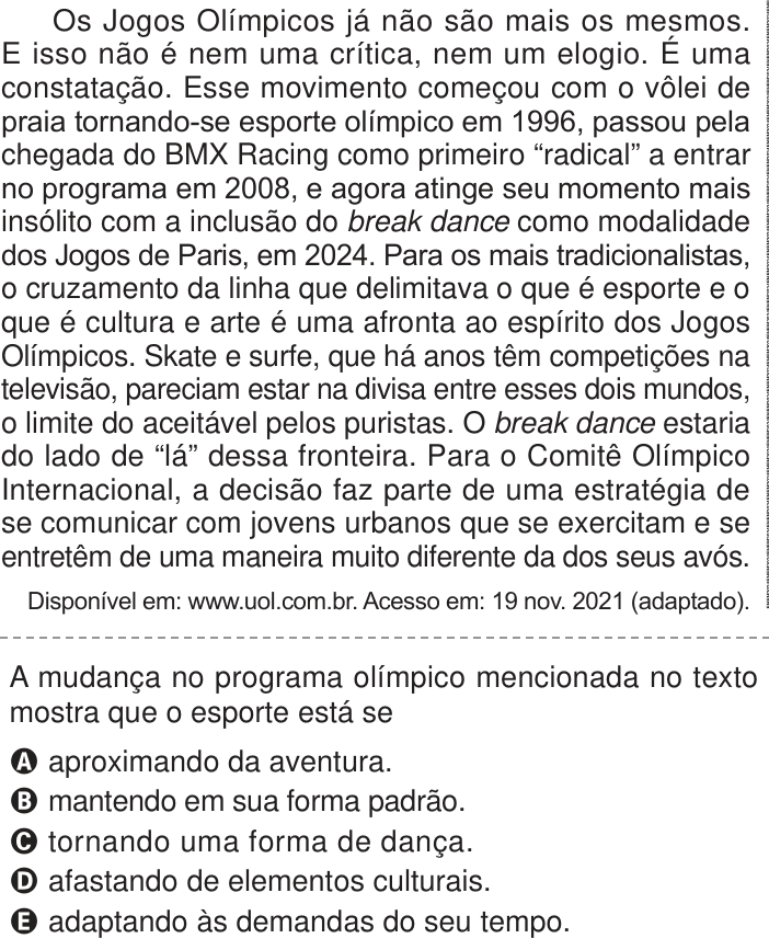 Questão 44 no caderno Azul do ENEM 2024