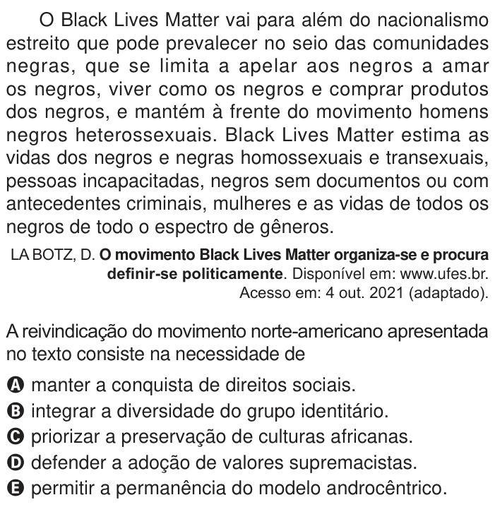 Questão 52 no caderno Azul do ENEM 2024