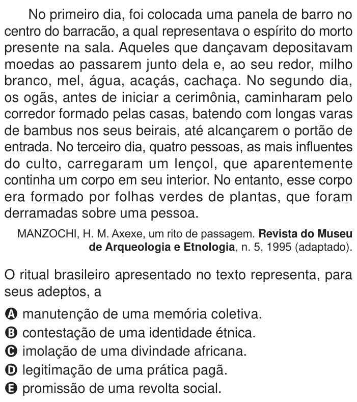 Questão 56 no caderno Azul do ENEM 2024
