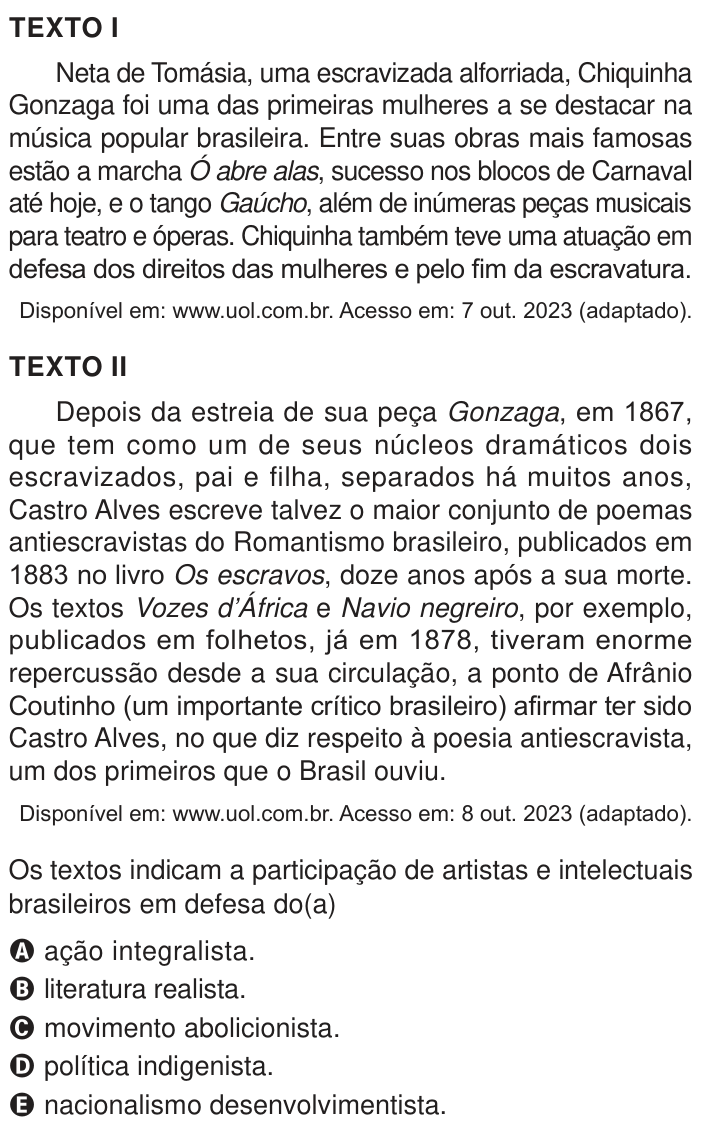 Questão 64 no caderno Azul do ENEM 2024