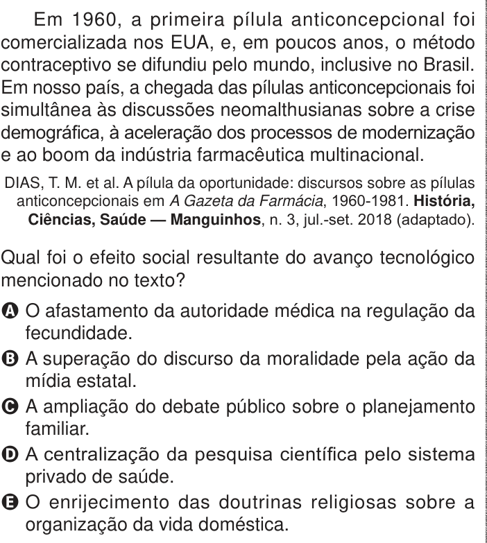 Questão 66 no caderno Azul do ENEM 2024