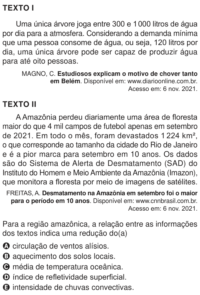 Questão 68 no caderno Azul do ENEM 2024