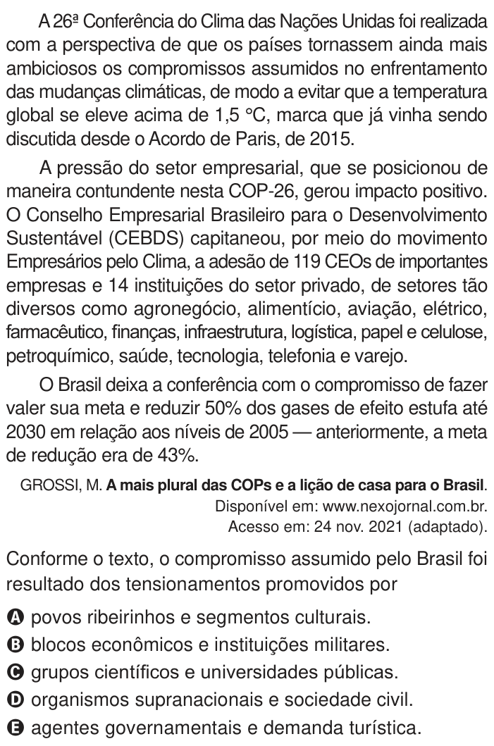 Questão 71 no caderno Azul do ENEM 2024