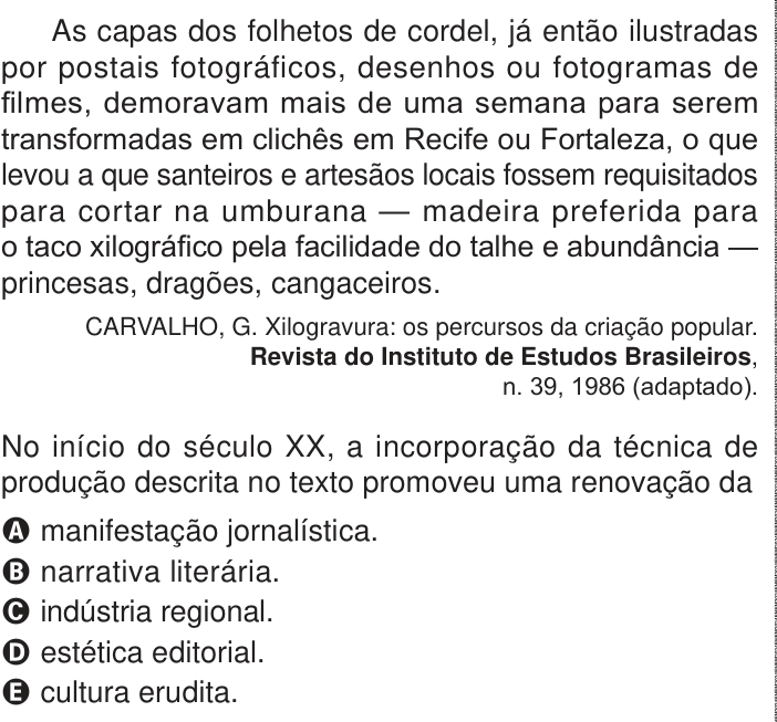 Questão 73 no caderno Azul do ENEM 2024
