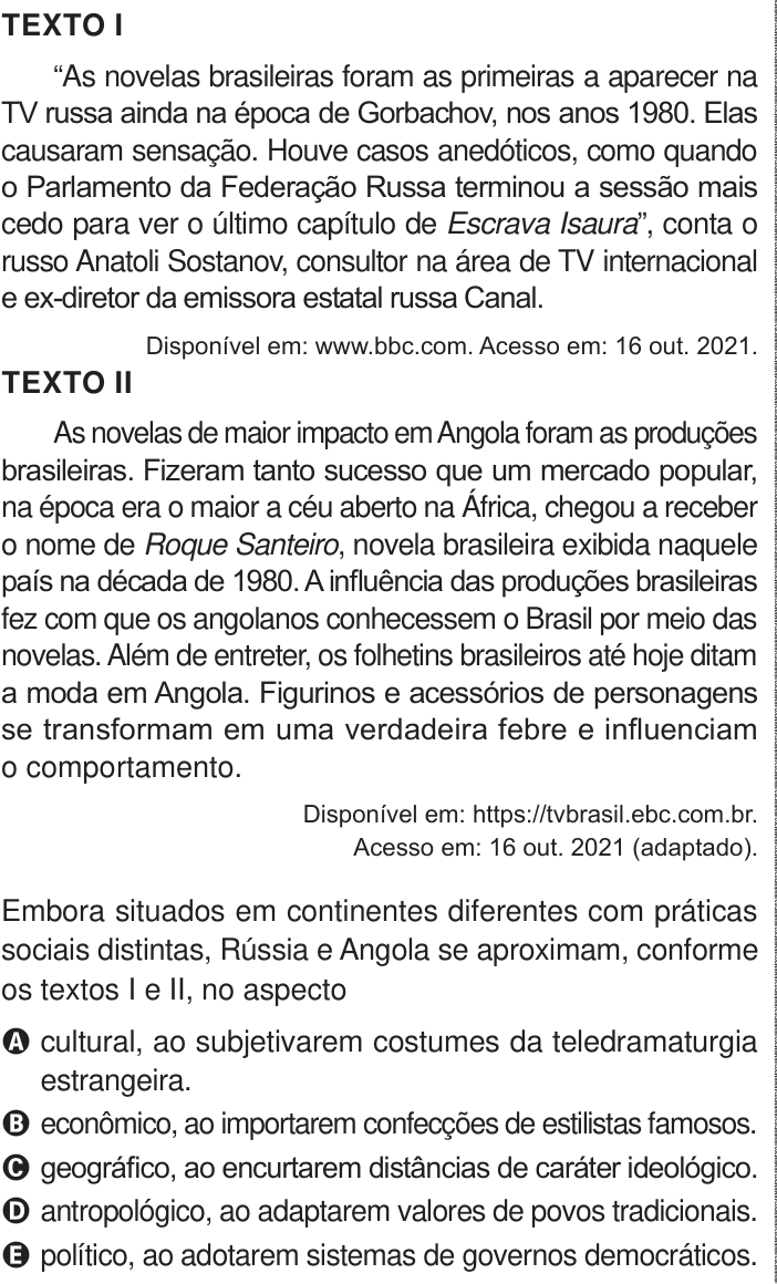 Questão 80 no caderno Azul do ENEM 2024