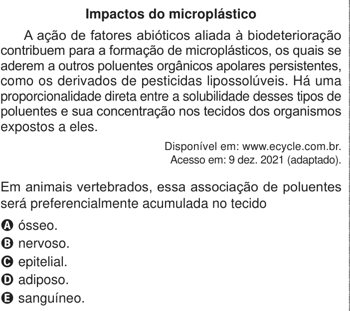 Questão 105 no caderno Azul do ENEM 2024