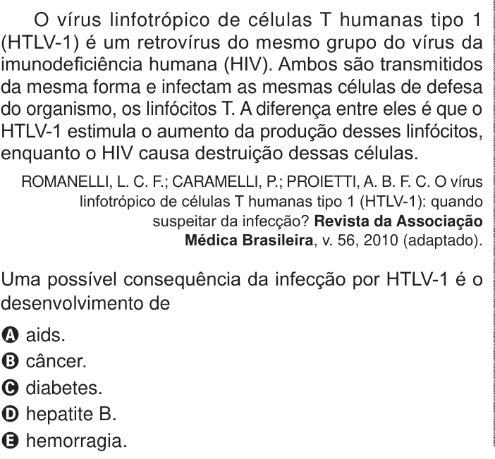 Questão 120 no caderno Azul do ENEM 2024