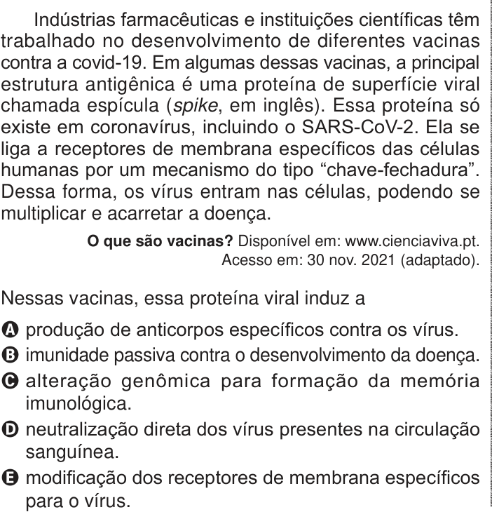 Questão 126 no caderno Azul do ENEM 2024