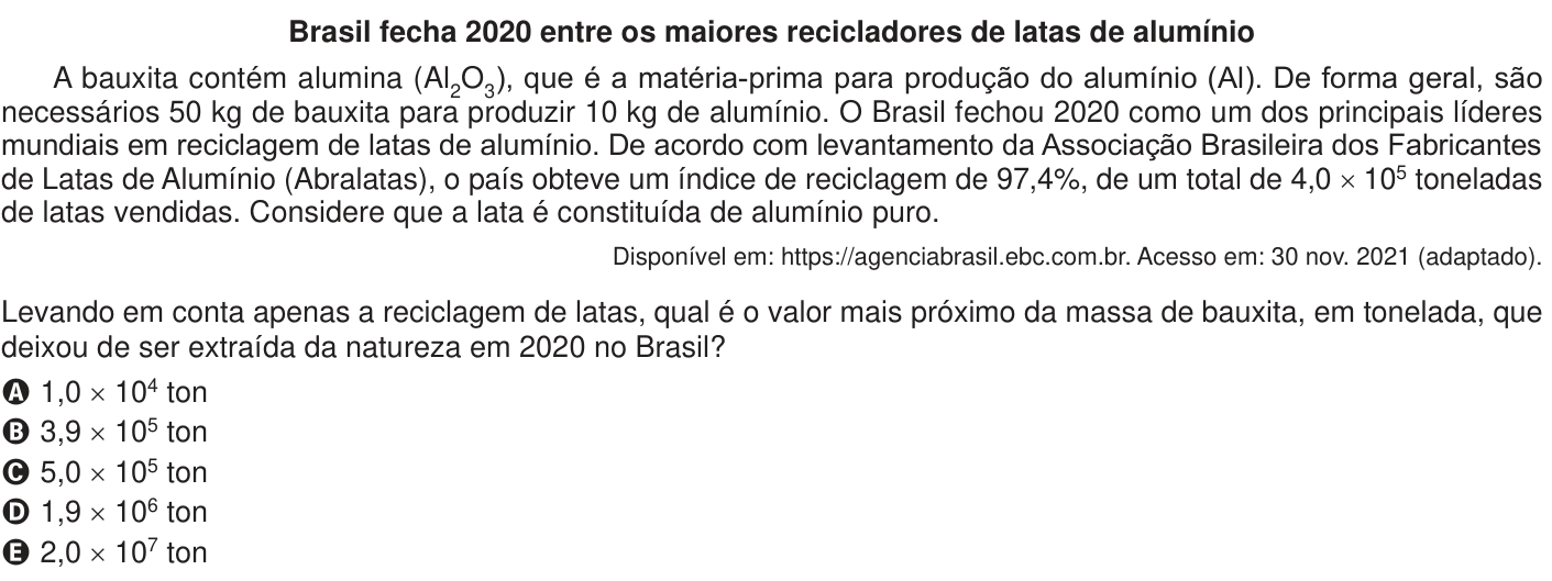 Questão 135 no caderno Azul do ENEM 2024