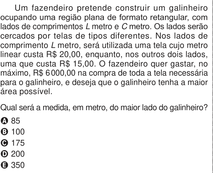 Questão 146 no caderno Azul do ENEM 2024