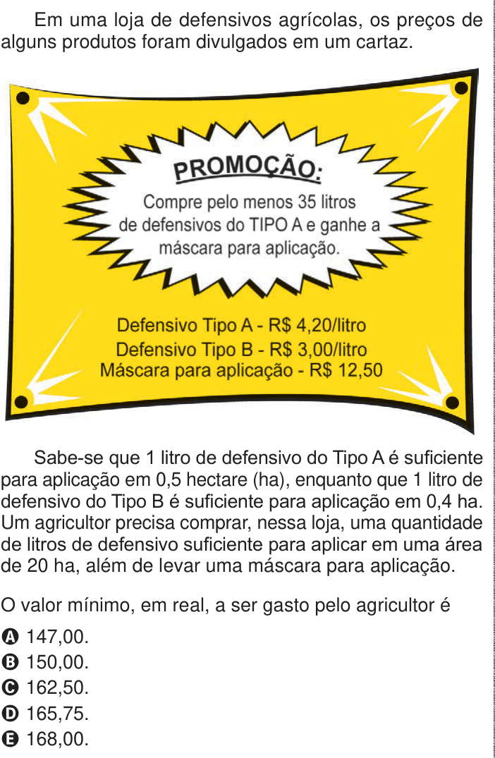 Questão 158 no caderno Azul do ENEM 2024