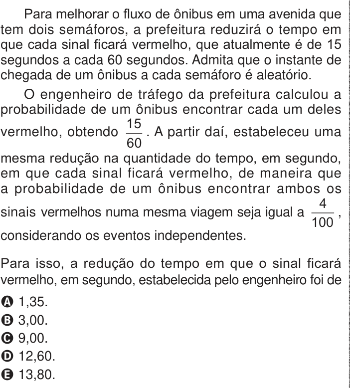 Questão 165 no caderno Azul do ENEM 2024