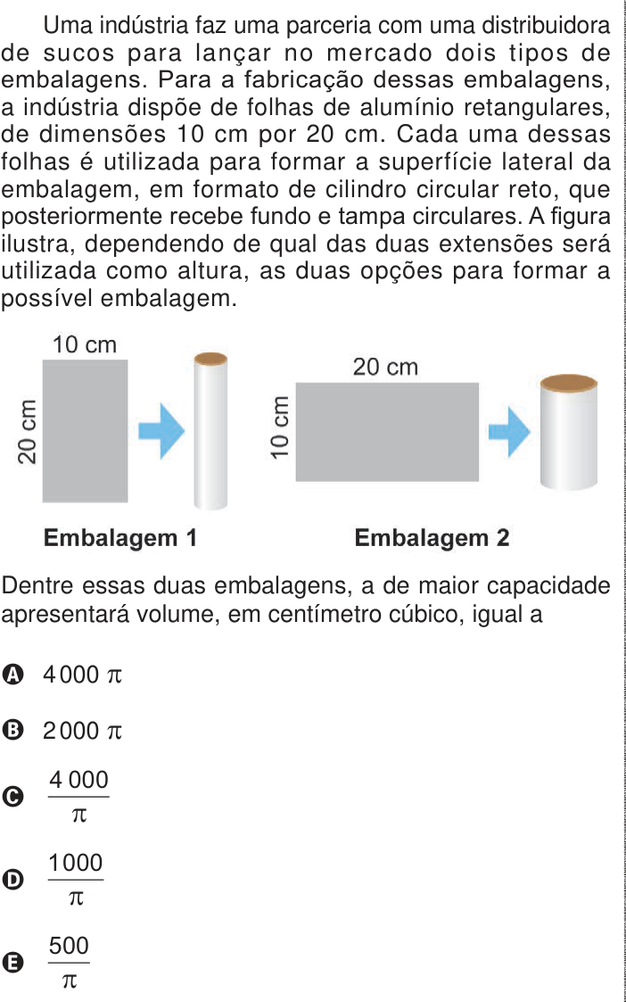Questão 175 no caderno Azul do ENEM 2024