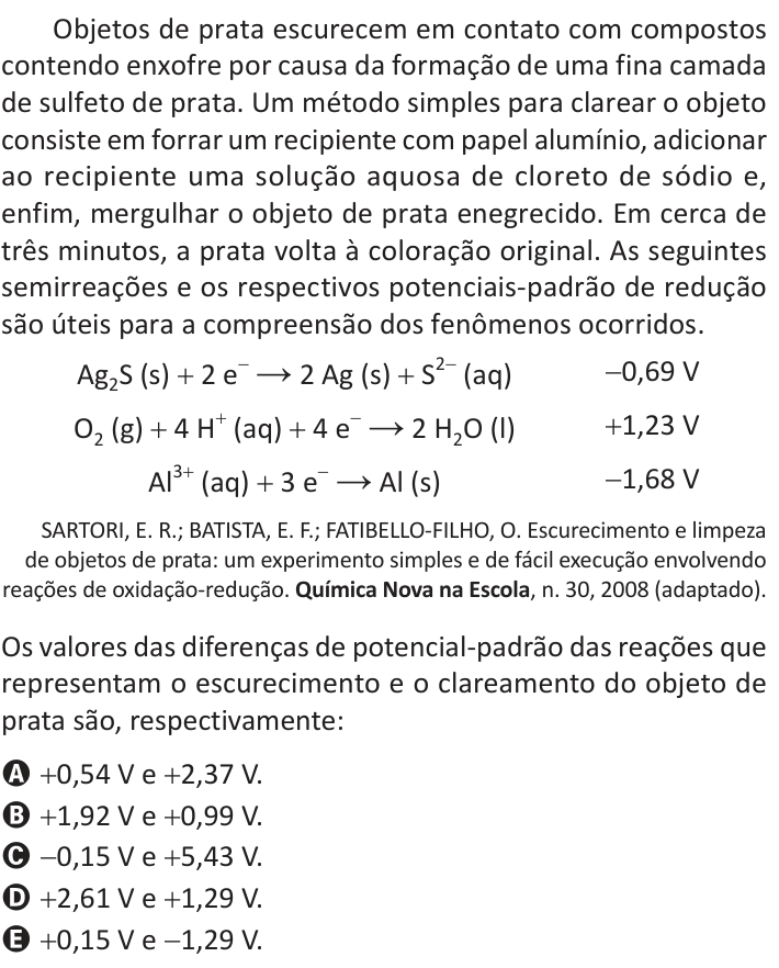 Questão 124 no caderno Azul do ENEM 2025