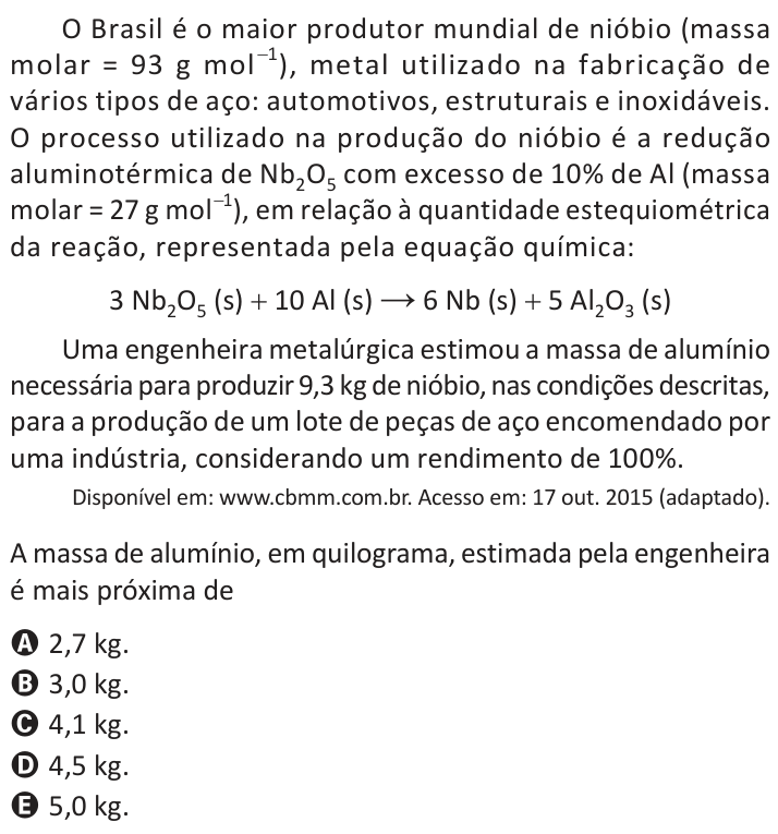 Questão 131 no caderno Azul do ENEM 2025