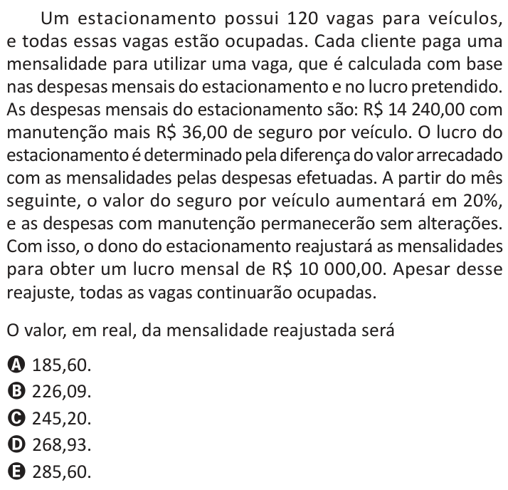 Questão 158 no caderno Azul do ENEM 2025