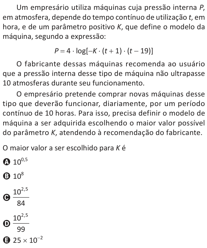 Questão 172 no caderno Azul do ENEM 2025