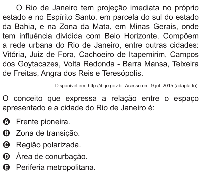 Questão 4 no caderno Azul do ENEM 2016